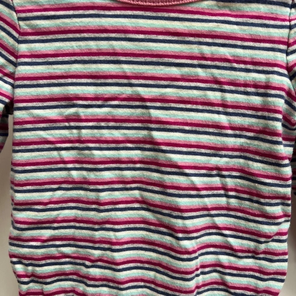 Baby Gap 3-6M Pink, White, and Blue Striped Long Sleeve Girls Onesie